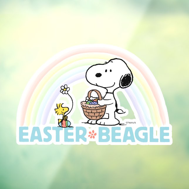 Autocollant Pour Fenêtre Snoopy & Woodstock - Beagle de Pâques (Feuille 3)