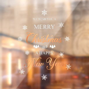 Autocollant Pour Fenêtre Snowflakes Cuivre Joyeux Noël Clouer fenêtre