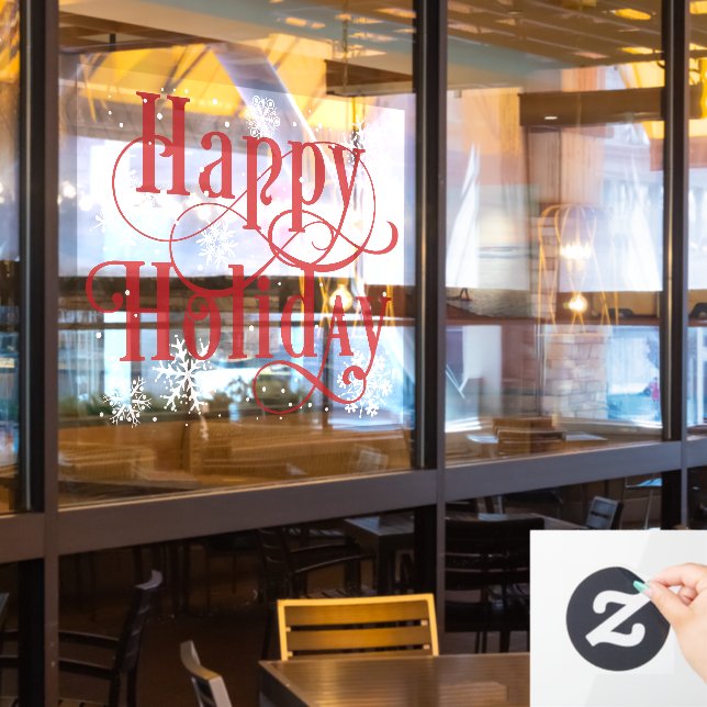 Autocollant Pour Fenêtre Snowflakes Happy Holiday, Revêtements de fenêtre d (Fenêtre du restaurant)