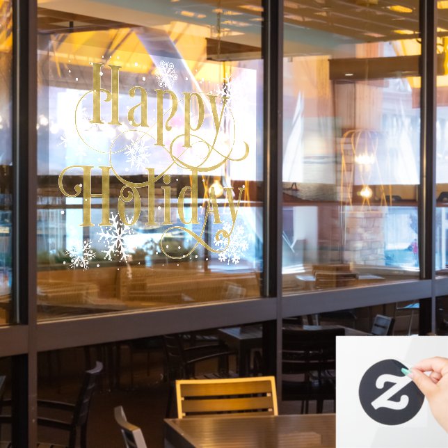 Autocollant Pour Fenêtre Snowflakes Happy Holiday, Revêtements de fenêtre d (Fenêtre du restaurant)