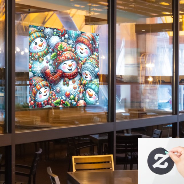 Autocollant Pour Fenêtre Snowmen Window Cling (Fenêtre du restaurant)