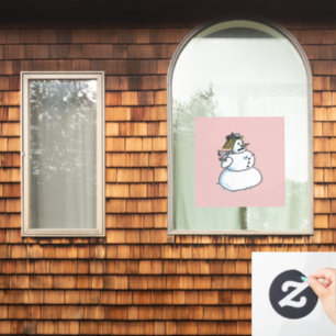 Autocollant Pour Fenêtre Snowwoman rose fenêtre agrafe