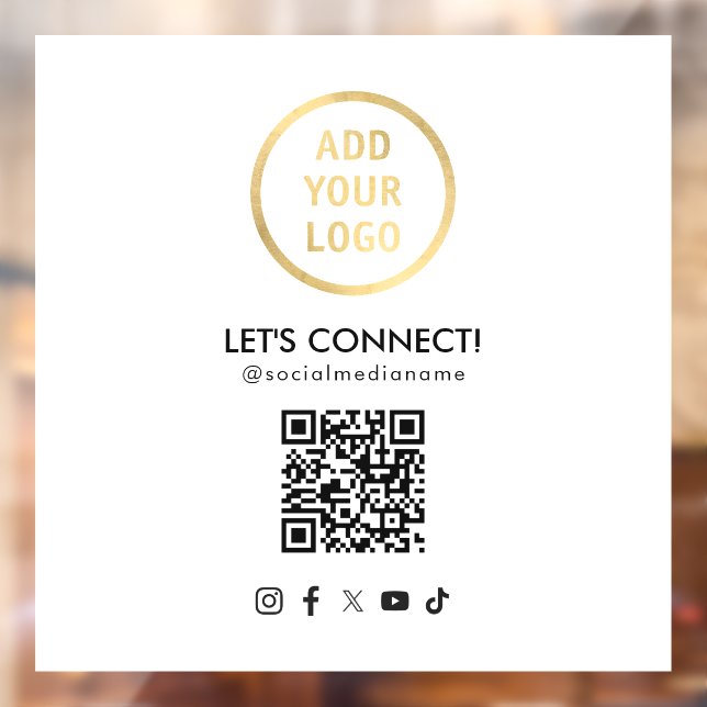 Autocollant Pour Fenêtre Social Media QR Code Ajouter votre logo Blanc (Feuille 2)