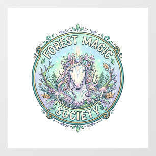 Autocollant Pour Fenêtre Société Magique de Graphisme de la Forêt de Licorn