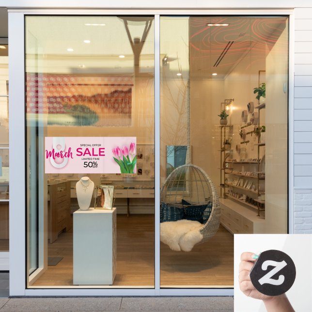 Autocollant Pour Fenêtre Solde de la Journée internationale des femmes du 8 (Vitrine du magasin)