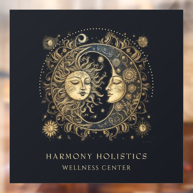 Autocollant Pour Fenêtre Soleil Céleste Holistique Stars Or Noir (Feuille 2)