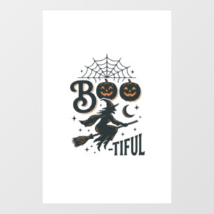 Autocollant Pour Fenêtre Sorcier Boo-tiful Halloween Dessin de Gravure Vint