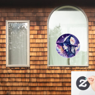 Autocollant Pour Fenêtre Sorcière avec un hibou - Halloween Fun 2