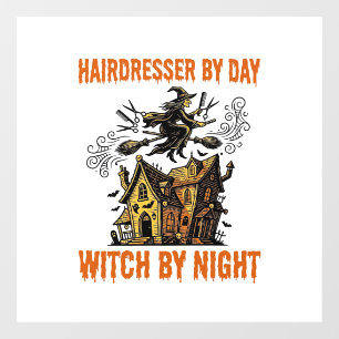 Autocollant Pour Fenêtre Sorcière Coiffeuse Halloween Vintage Chemise de Sa