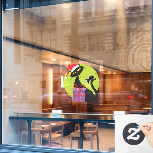 Autocollant Pour Fenêtre Souris Noir Chat Noir 1950 (Fenêtre de café)