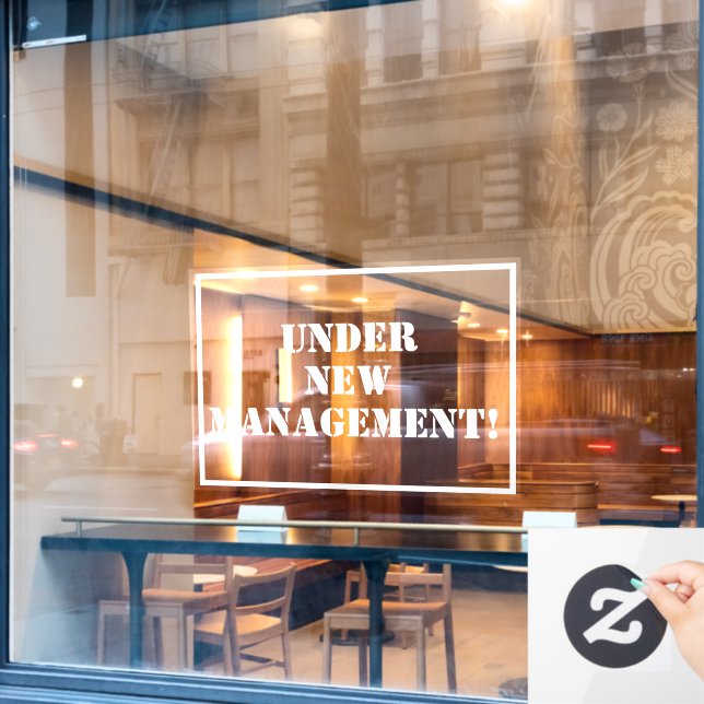 Autocollant Pour Fenêtre Sous Nouvelle gestion (Fenêtre de café)