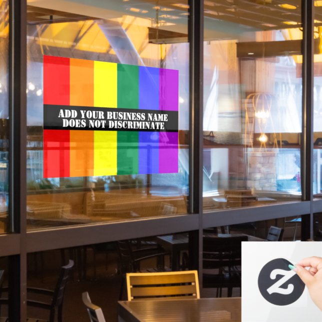 Autocollant Pour Fenêtre Soutien Gay Notre Entreprise Ne Discrimine Pas (Fenêtre du restaurant)