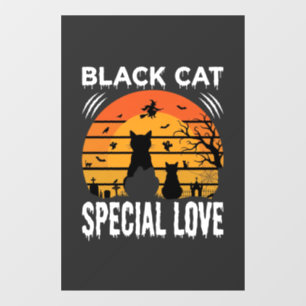 Autocollant Pour Fenêtre Spécial Chat Noir Halloween Amour Design Gothique