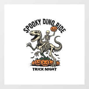 Autocollant Pour Fenêtre Squelette de dinosaure Halloween Vintage Trick Rid