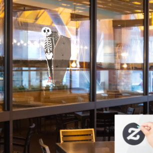 Autocollant Pour Fenêtre Squelette et café Halloween Design