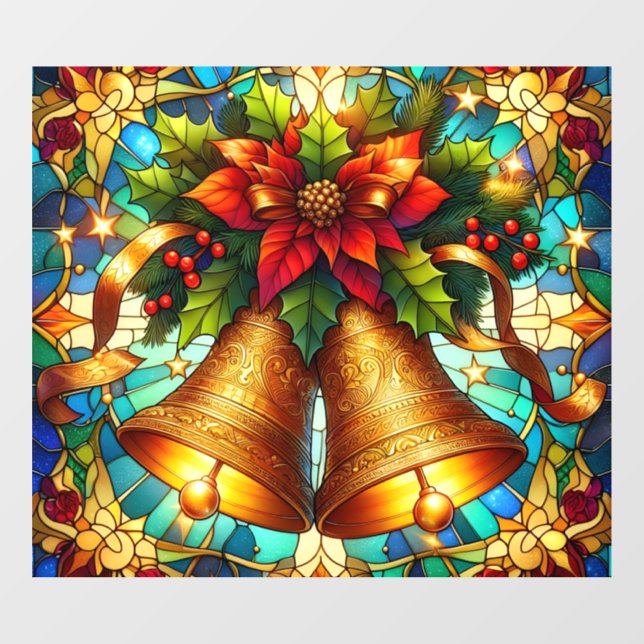 Autocollant Pour Fenêtre Stained Glass Christmas Bells Window Cling (Feuille)