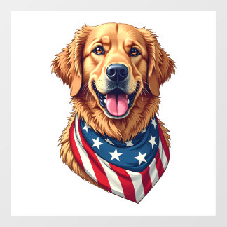 Autocollant Pour Fenêtre Star Spangled Golden Retriever Vintage Tee 4