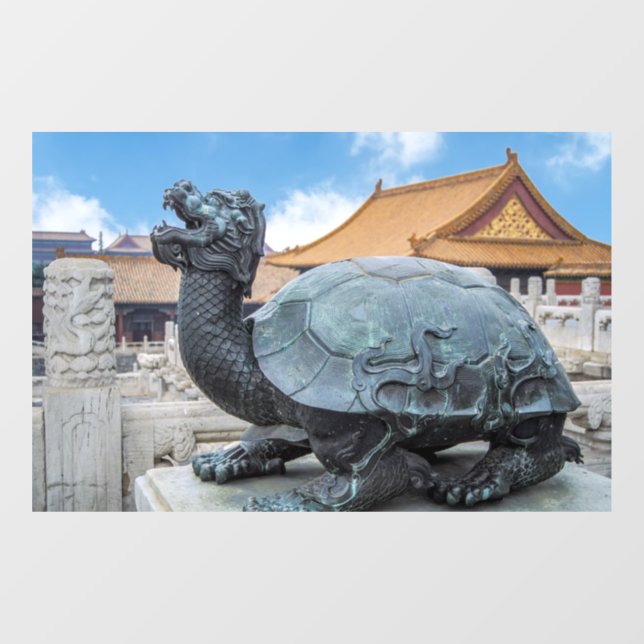 Autocollant Pour Fenêtre Statue d'une tortue dans la Cité interdite - Pékin (Feuille)