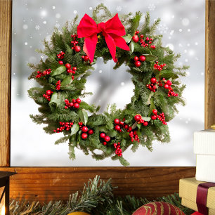 Autocollant Pour Fenêtre Sticker de fenêtre de couronne de Noël - Berries &