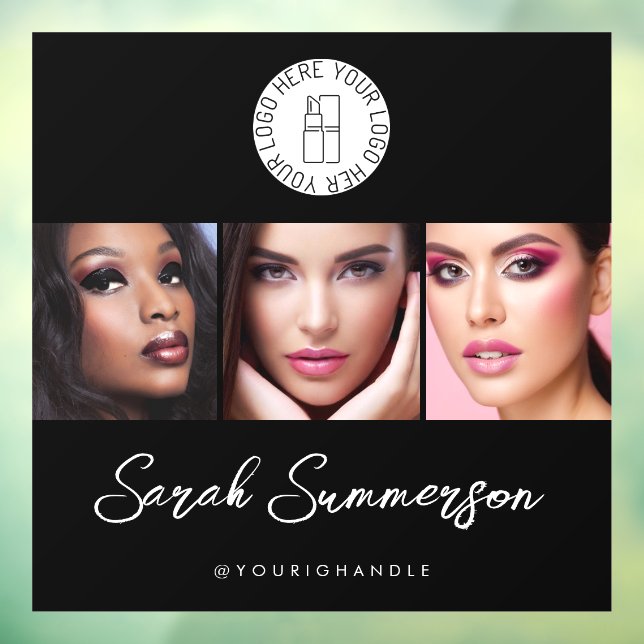 Autocollant Pour Fenêtre Studio de Maquillage Photo Noir Blanc Logo 3 (Feuille 3)