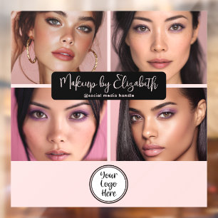Autocollant Pour Fenêtre Studio de Maquillage Rose Script 4 Photo Votre Log