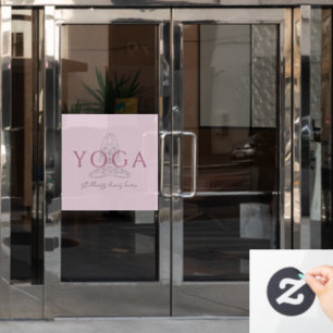 Autocollant Pour Fenêtre Studio de Yoga Pose du Lotus Minimaliste