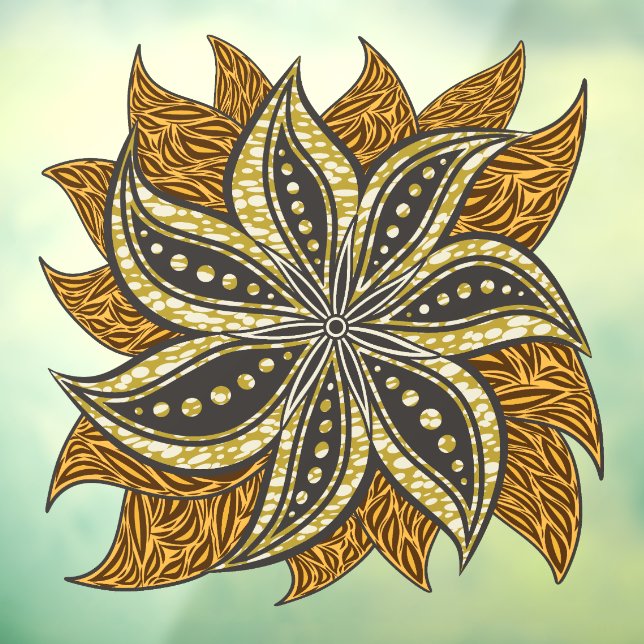 Autocollant Pour Fenêtre Style Batik Floral Abstrait africain (Feuille 3)