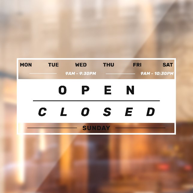 Autocollant Pour Fenêtre Style de calendrier Heures d'ouverture de l'entrep (Feuille 2)