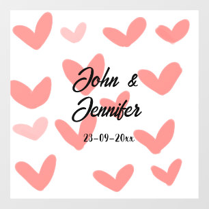 Autocollant Pour Fenêtre style de texte minimal simple blanc mariage cœur r