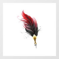 Stylo rouge en plumes avec nib or
