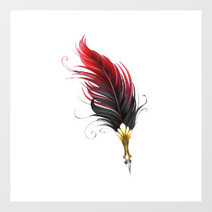 Autocollant Pour Fenêtre Stylo rouge en plumes avec nib or