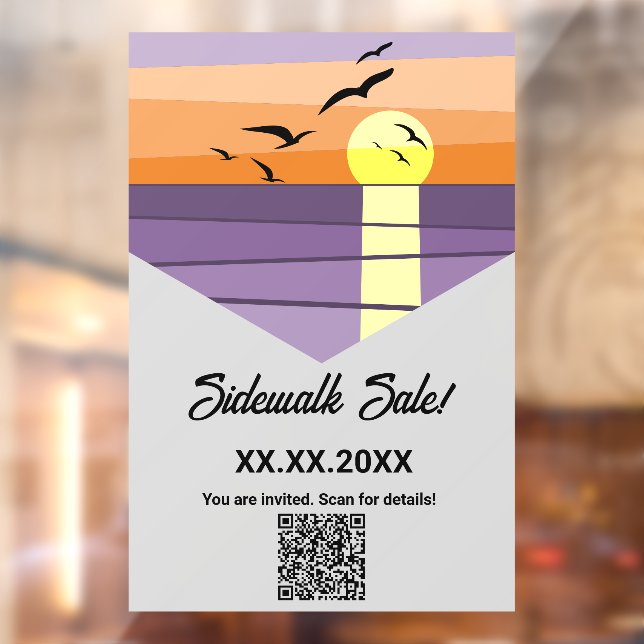 Autocollant Pour Fenêtre Summer Beach Sunset Stylisé Événement Code QR (Feuille 2)