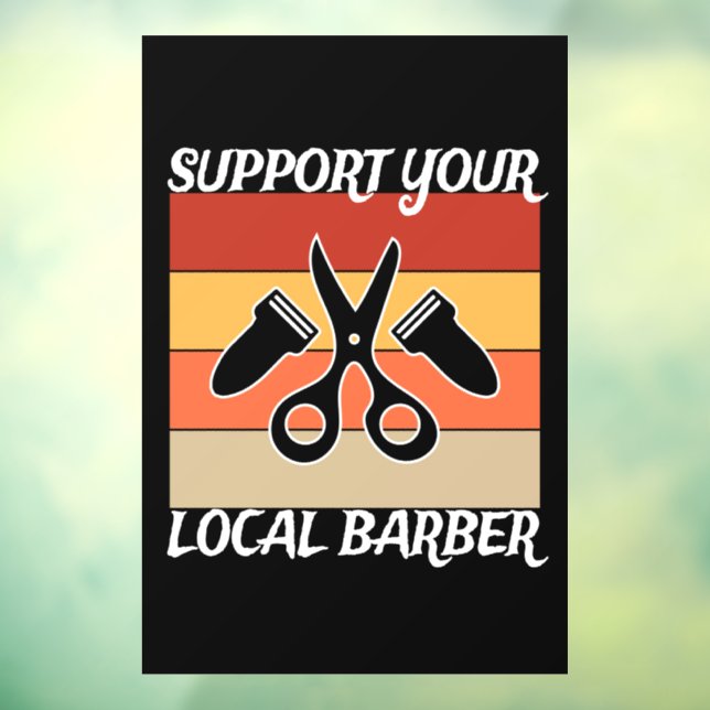Autocollant Pour Fenêtre Support de votre barbier local (Feuille 3)