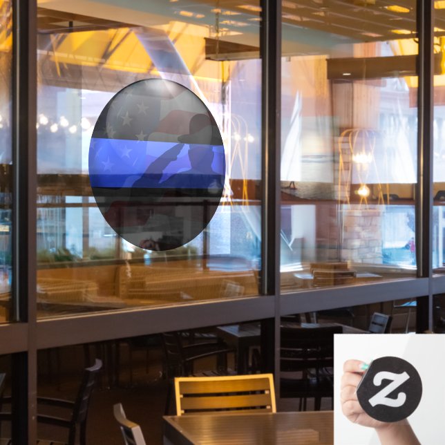 Autocollant Pour Fenêtre Support Police Mince Ligne Bleue Clôture de fenêtr (Fenêtre du restaurant)