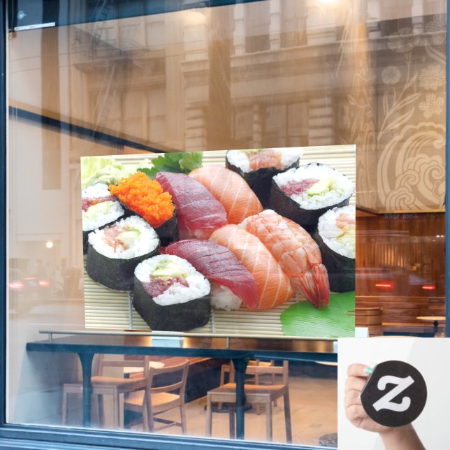 Autocollant Pour Fenêtre Sushi Japonais Alimentation asiatique Raw Sashimi  (Fenêtre de café)