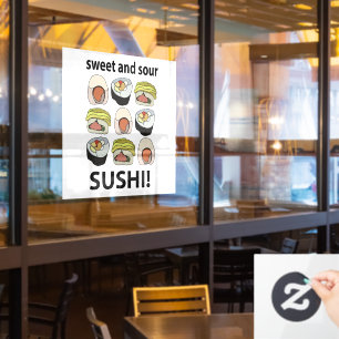 Autocollant Pour Fenêtre Sushi Sucré et Acide Sushi Restaurant Japonais