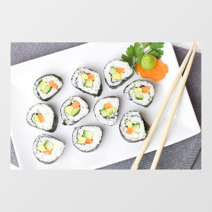 Autocollant Pour Fenêtre Sushi Végétarien Légumes Riz Asiatique Carotte