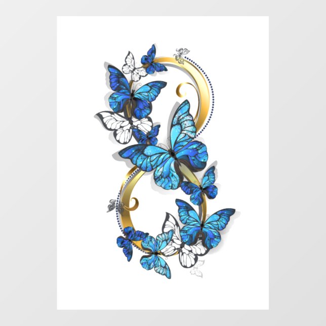 Autocollant Pour Fenêtre Symbol Infinity of Blue Morpho Butterflies (Feuille)