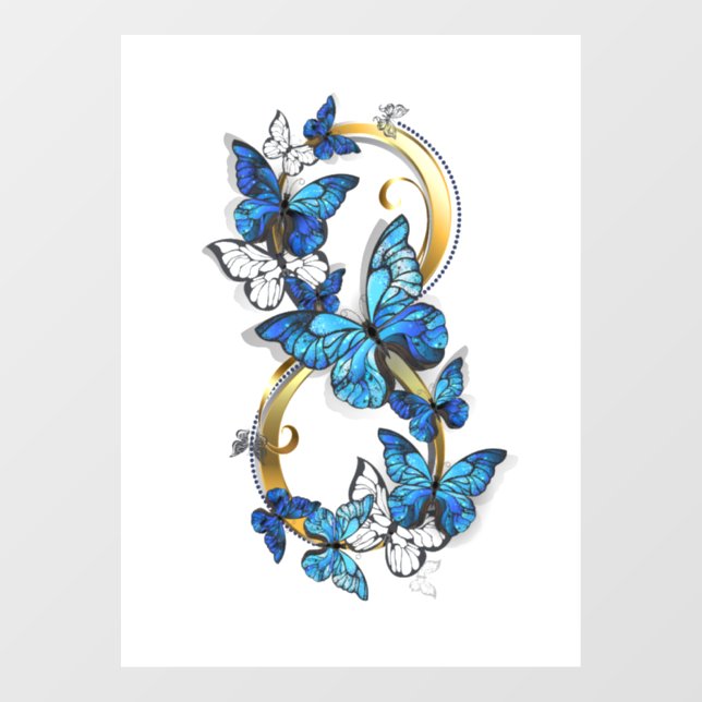 Autocollant Pour Fenêtre Symbol Infinity of Blue Morpho Butterflies (Feuille)