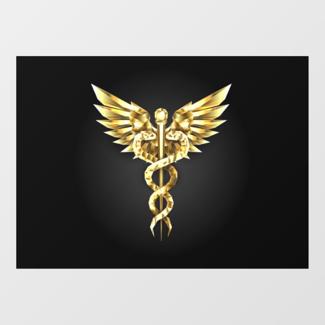 Autocollant Pour Fenêtre Symbole caducée polygonal or (Feuille)