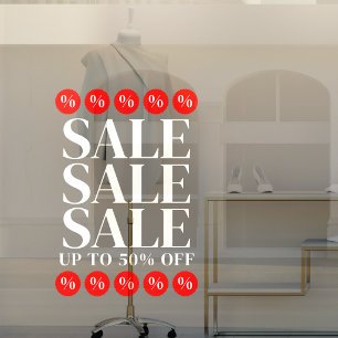 Autocollant Pour Fenêtre Symbole de vente élégant rouge et blanc de remise