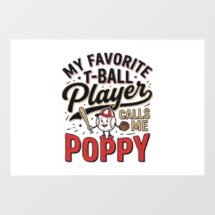 Autocollant Pour Fenêtre T-Ball Poppy Vintage Gravure Shirt Design_1