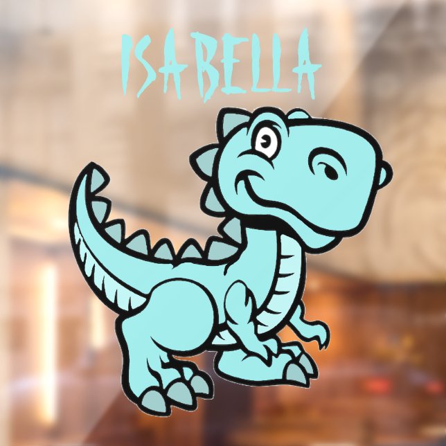 Autocollant Pour Fenêtre T Rex Dinosaur turquoise (Feuille 2)