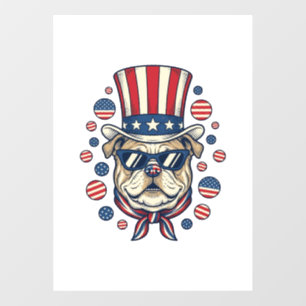 Autocollant Pour Fenêtre T-shirt avec gravure vintage de bulldog patriotiqu