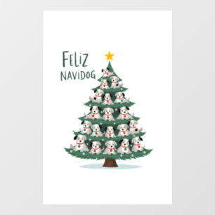 Autocollant Pour Fenêtre T-shirt de Noël Feliz Navidog, drôle et mignon Xm