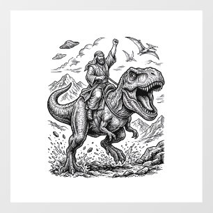 Autocollant Pour Fenêtre T-shirt graphique à motif de cavalier dinosaure gr