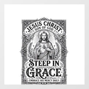 Autocollant Pour Fenêtre T-shirt graphique amateur de thé Jésus chrétien