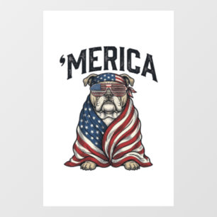 Autocollant Pour Fenêtre T-shirt vectoriel vintage 'Merica Bulldog patrioti