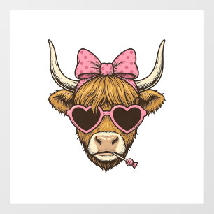 Autocollant Pour Fenêtre T-shirt vintage Cute Highland Cow Heart Lunettes D