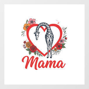Autocollant Pour Fenêtre T-shirt vintage girafe maman cœur floral Design_1